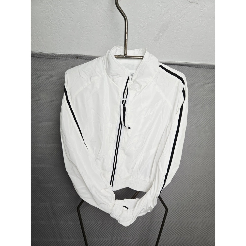 Women's Cropped Windbreaker Love Tree Lightweight and Breathable Jacket White M